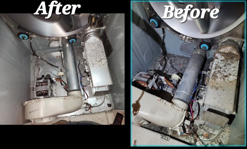 "Washer interiors before and after cleaning"